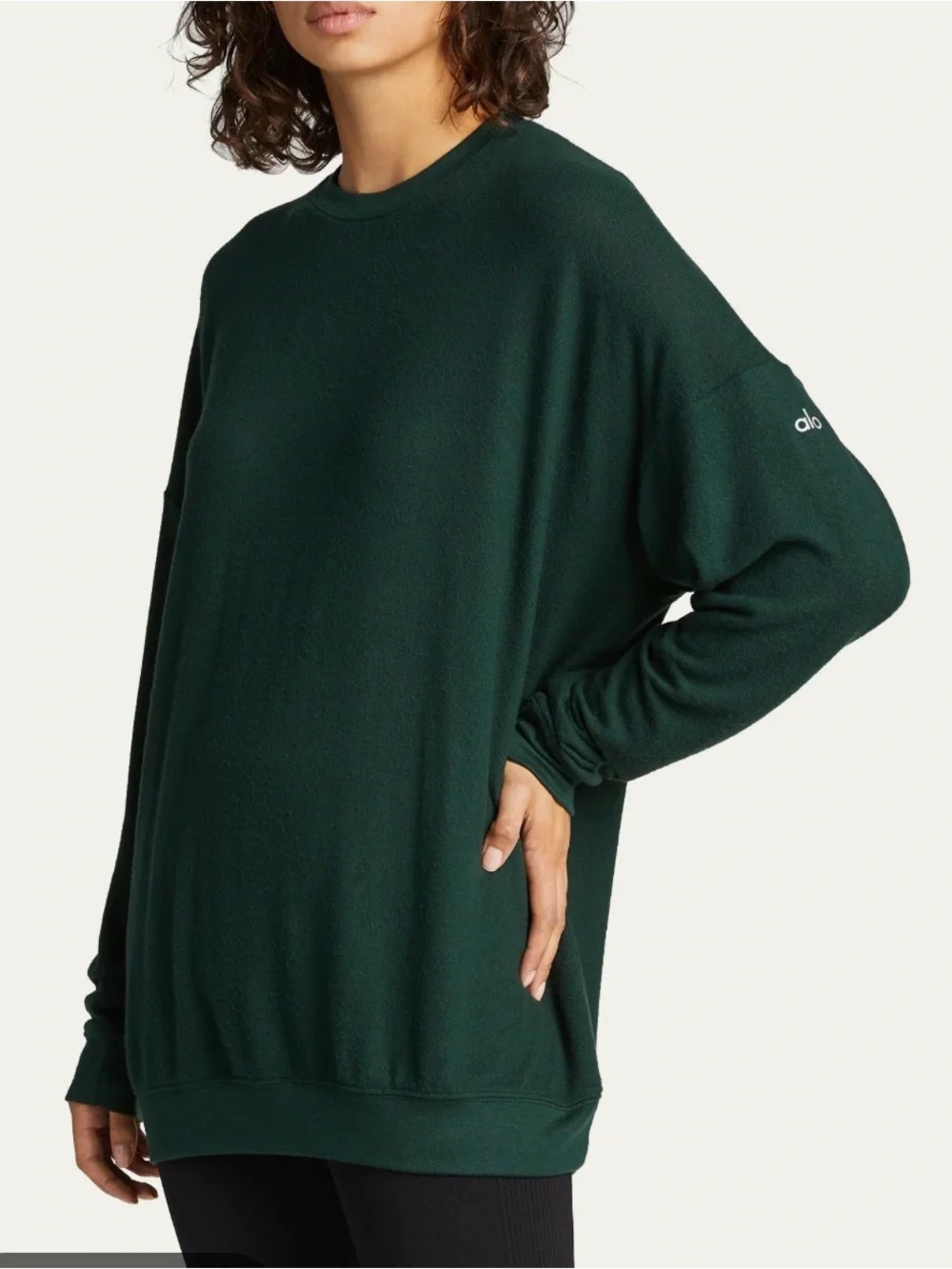 Alo Soho Oversized Crewneck Sweatshirt in Deep Forest Green Size Small